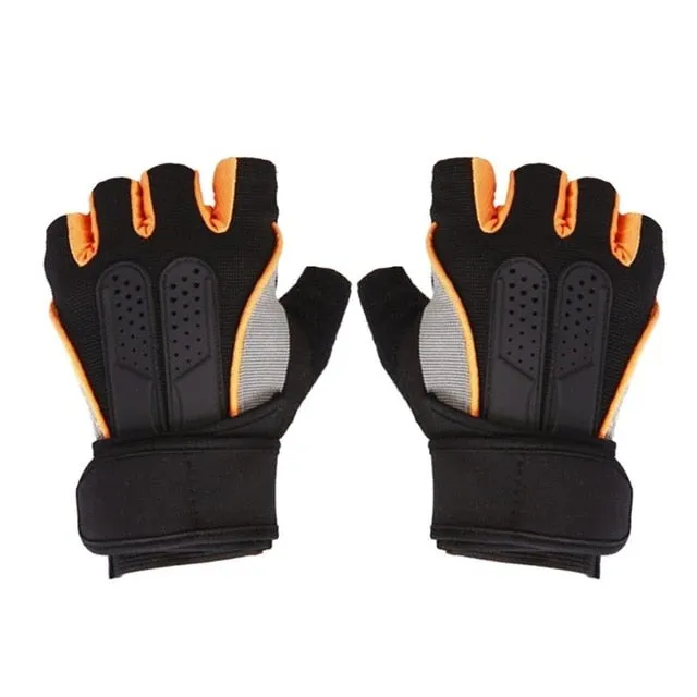 1 Pair Gym Dumbbell Barbell Weight Lifting Training Half Finger Fitness Gloves Power Dumbbell Fingerless Cross Glove