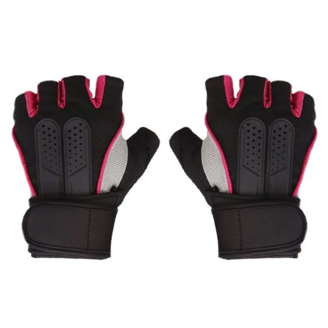 1 Pair Gym Dumbbell Barbell Weight Lifting Training Half Finger Fitness Gloves Power Dumbbell Fingerless Cross Glove