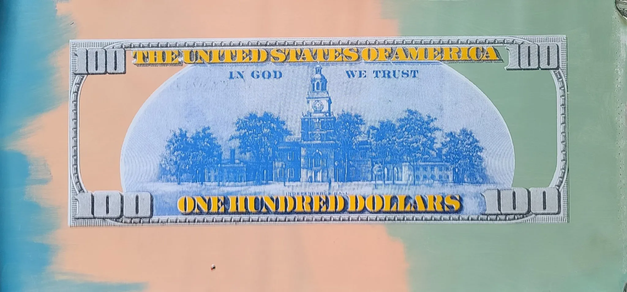 $100 Dollar Bill Backside HPM Serigraph Print by Steve Kaufman SAK