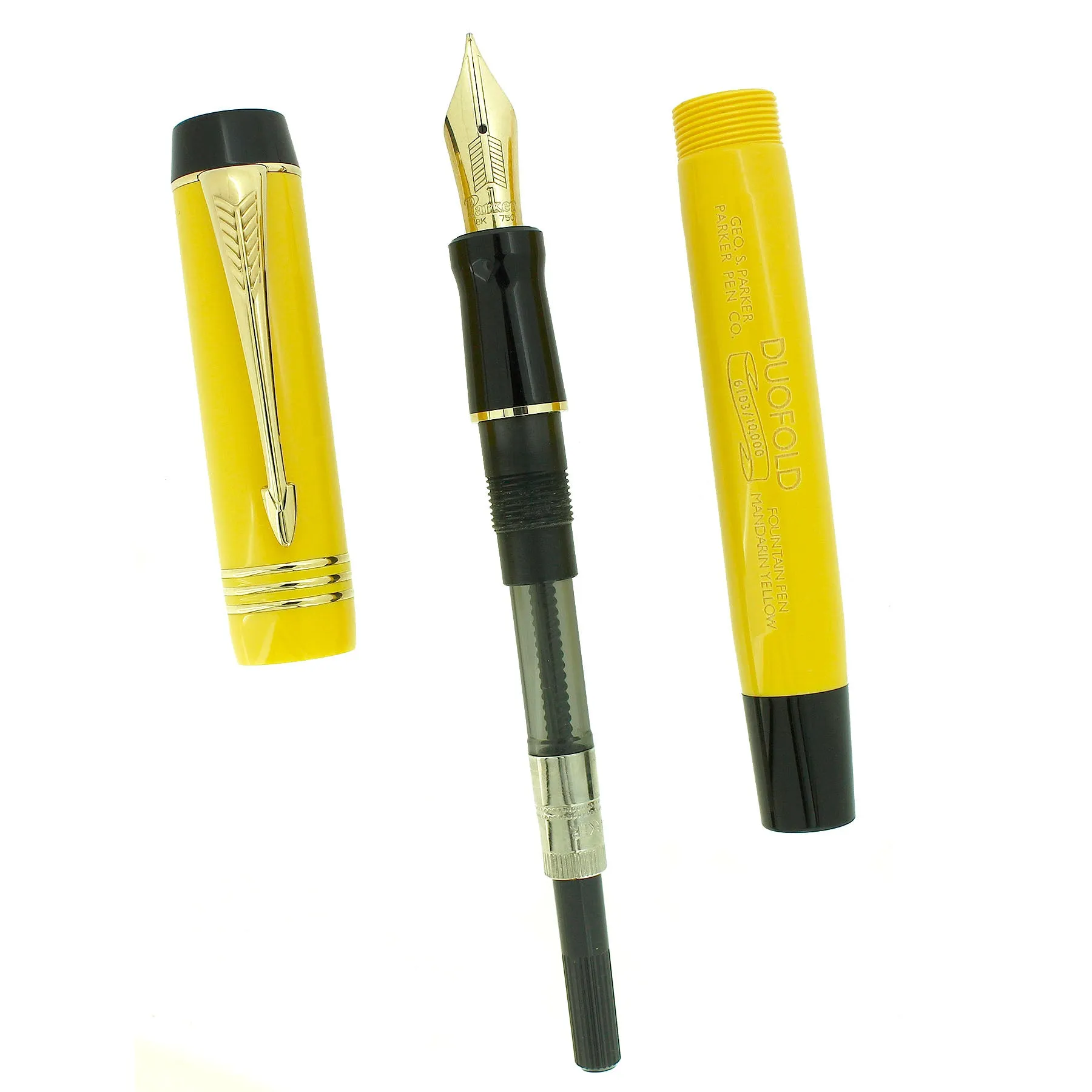 1995 PARKER DUOFOLD MANDARIN YELLOW LIMITED EDITION FOUNTAIN PEN NEVER INKED