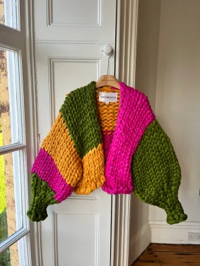 1of3 Olive, Pink and Amber Colossal Knit Cardigan (Sample)