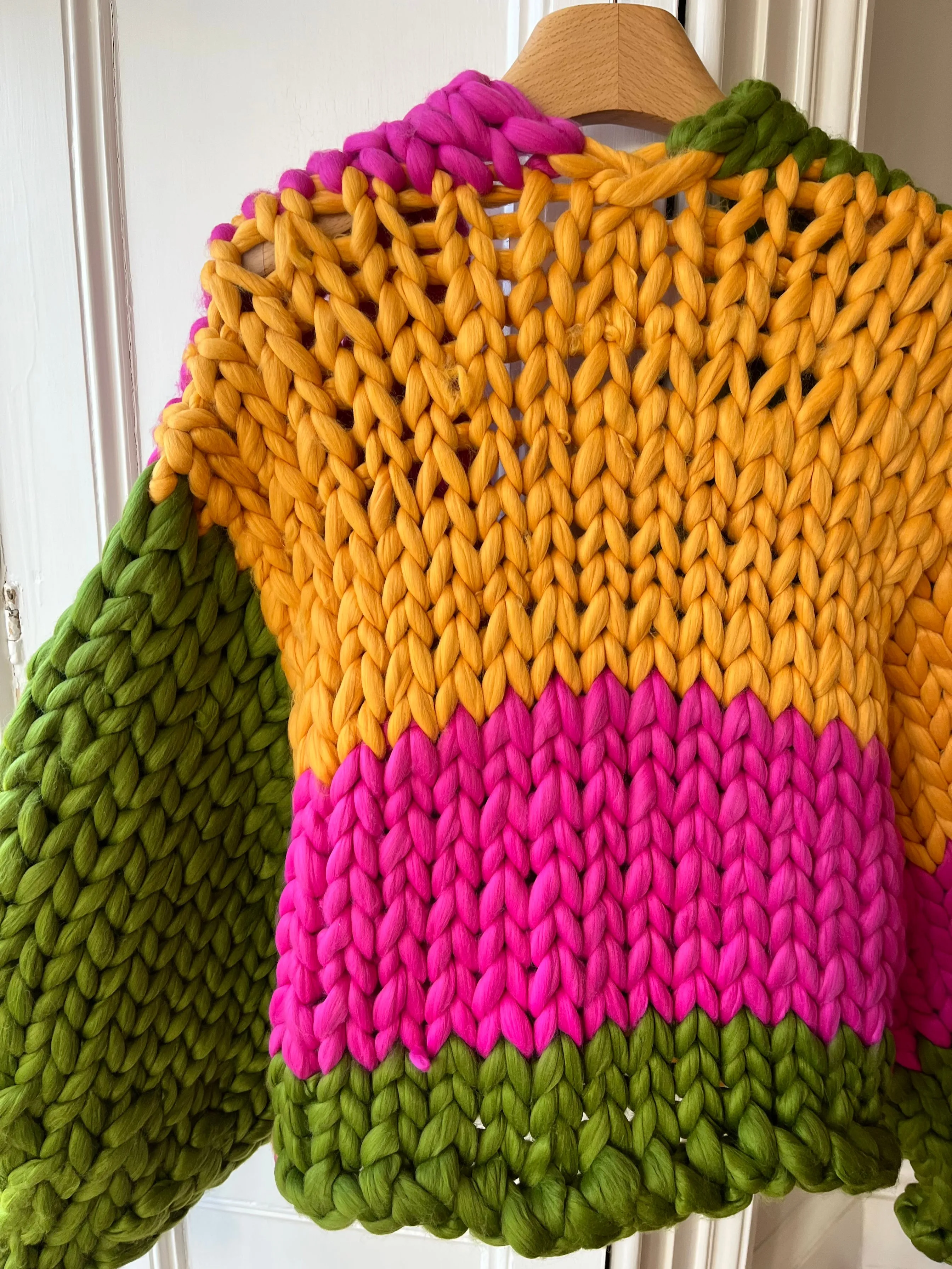 1of3 Olive, Pink and Amber Colossal Knit Cardigan (Sample)