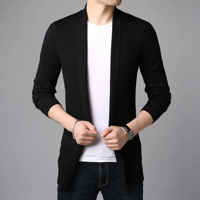 2020 New Fashion  For Mens Cardigan Long Slim Fit