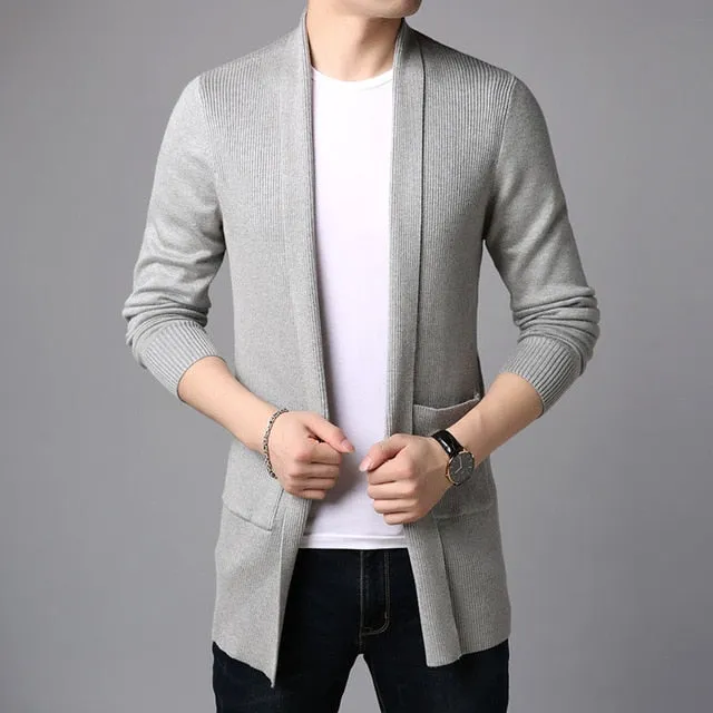 2020 New Fashion  For Mens Cardigan Long Slim Fit