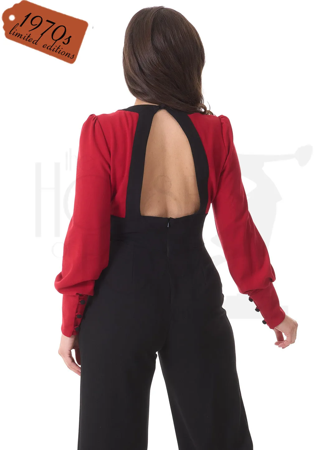 70s Sydney Jumpsuit - Red & Black