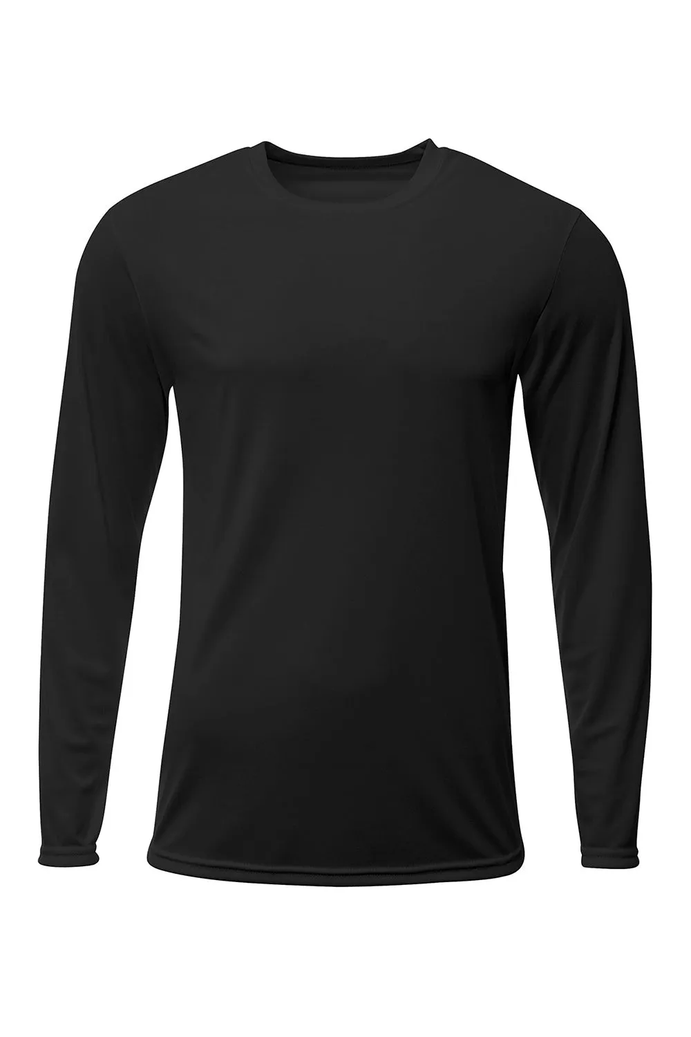 A4 Mens Sprint Moisture Wicking Long Sleeve Crewneck T-Shirt - Black