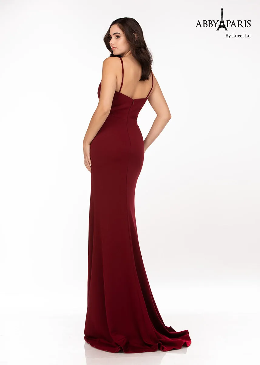 Abby Paris by Lucci Lu 93123 Burgundy Sheath Bridesmaids Dress