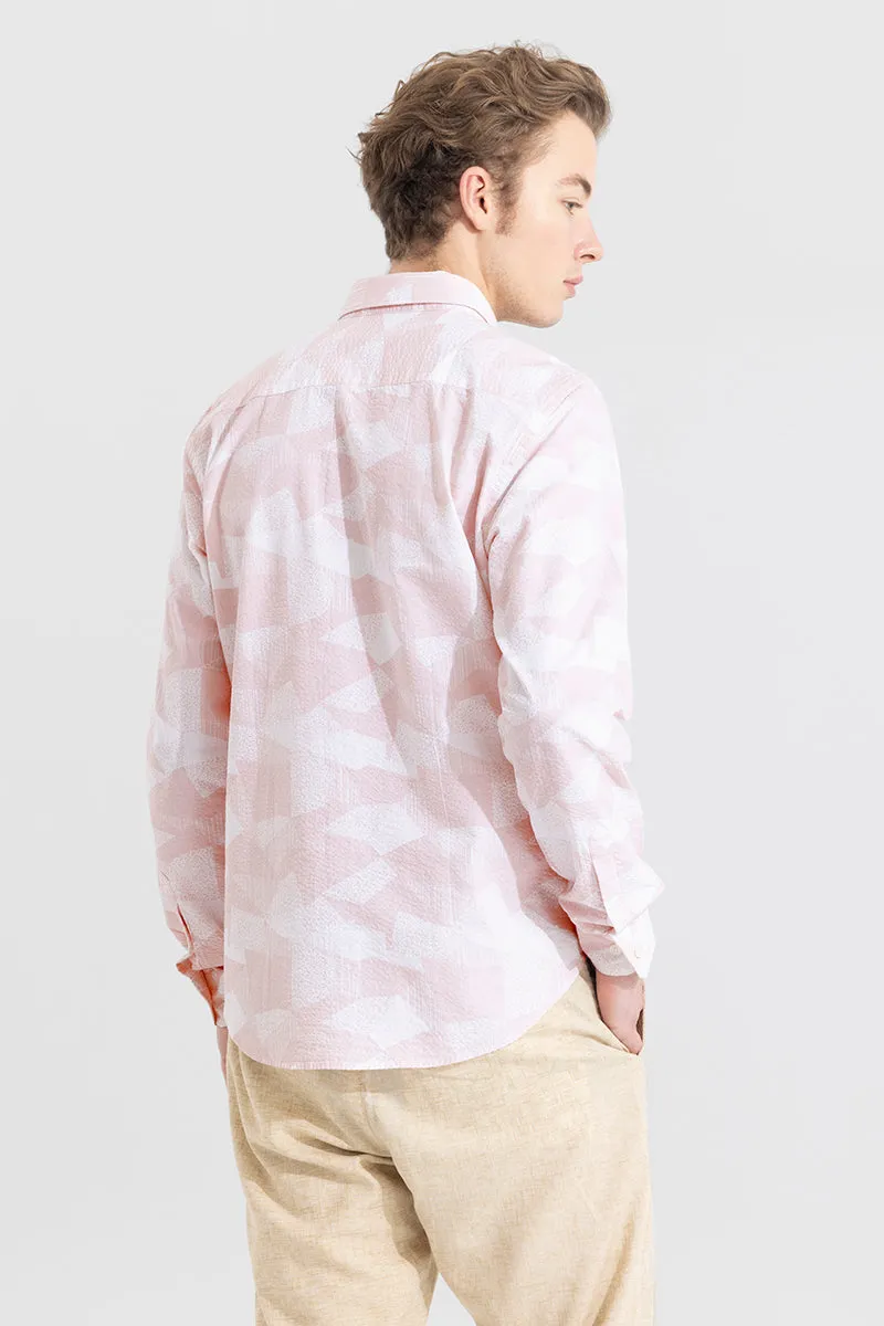 Abstract Patch Pink Seersucker Shirt