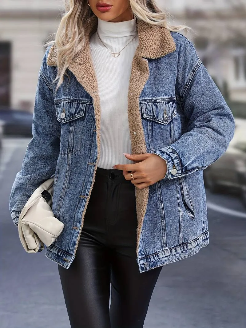 Adelaide - Women's Fleece-Lined Denim Jacket