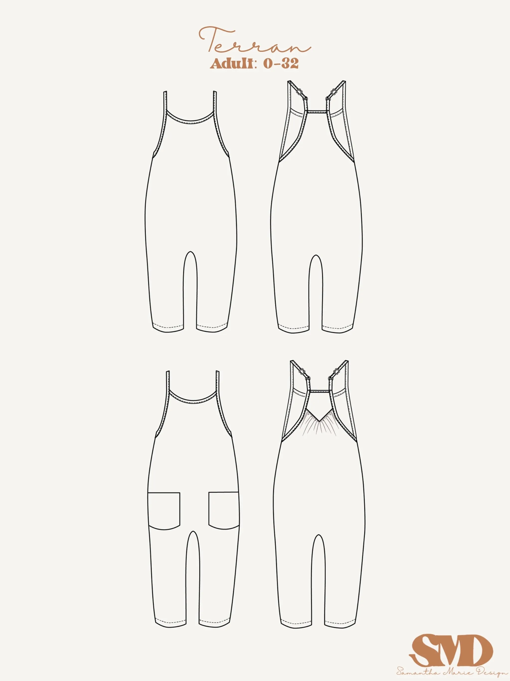 Adult Terran Jumpsuit Digital Sewing Pattern Sizes 0-32