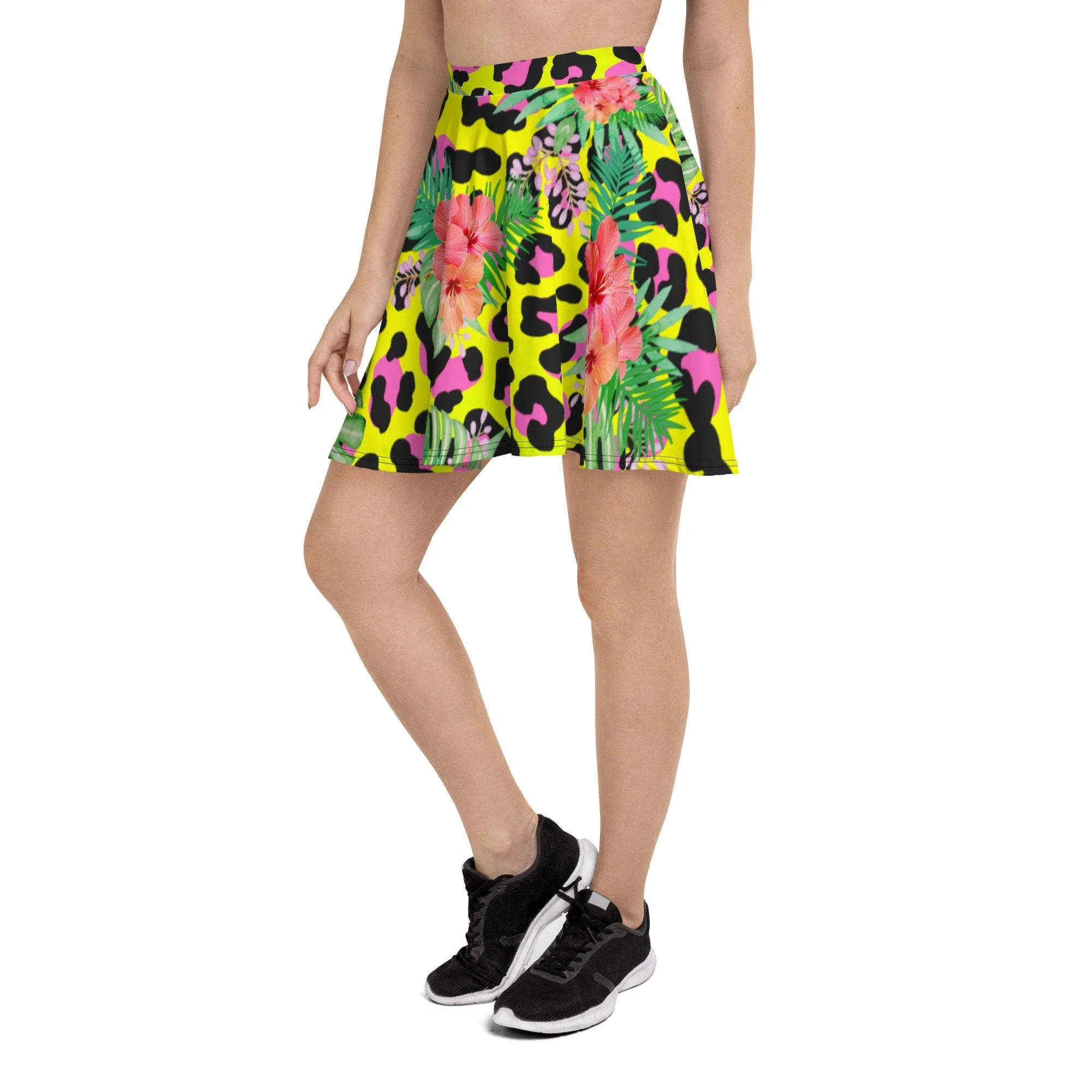 ANIMAL PRINT HIBISCUS SKATER SKIRT