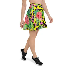 ANIMAL PRINT HIBISCUS SKATER SKIRT