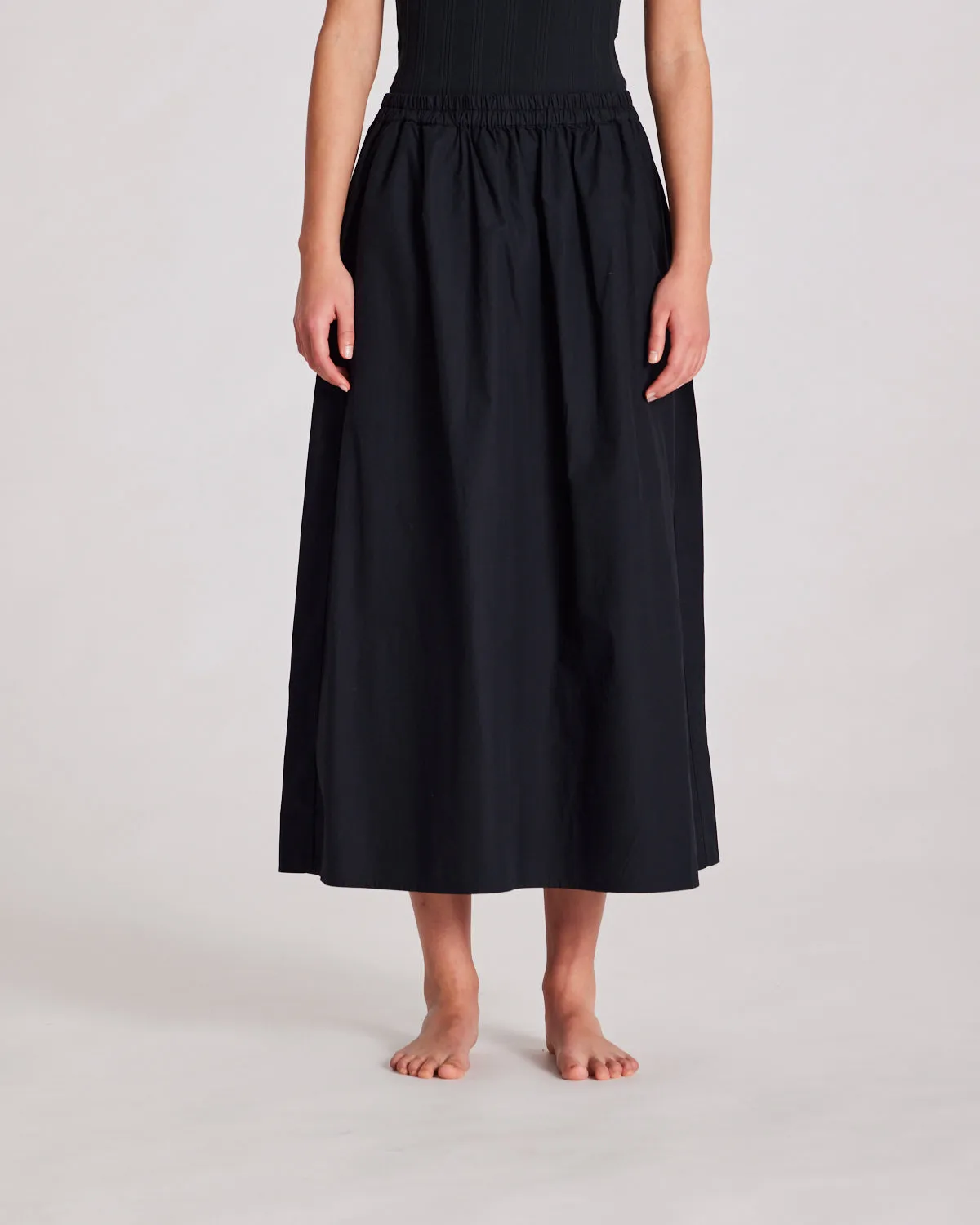 Astrid Long Skirt Poplin - Black