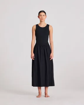 Astrid Long Skirt Poplin - Black