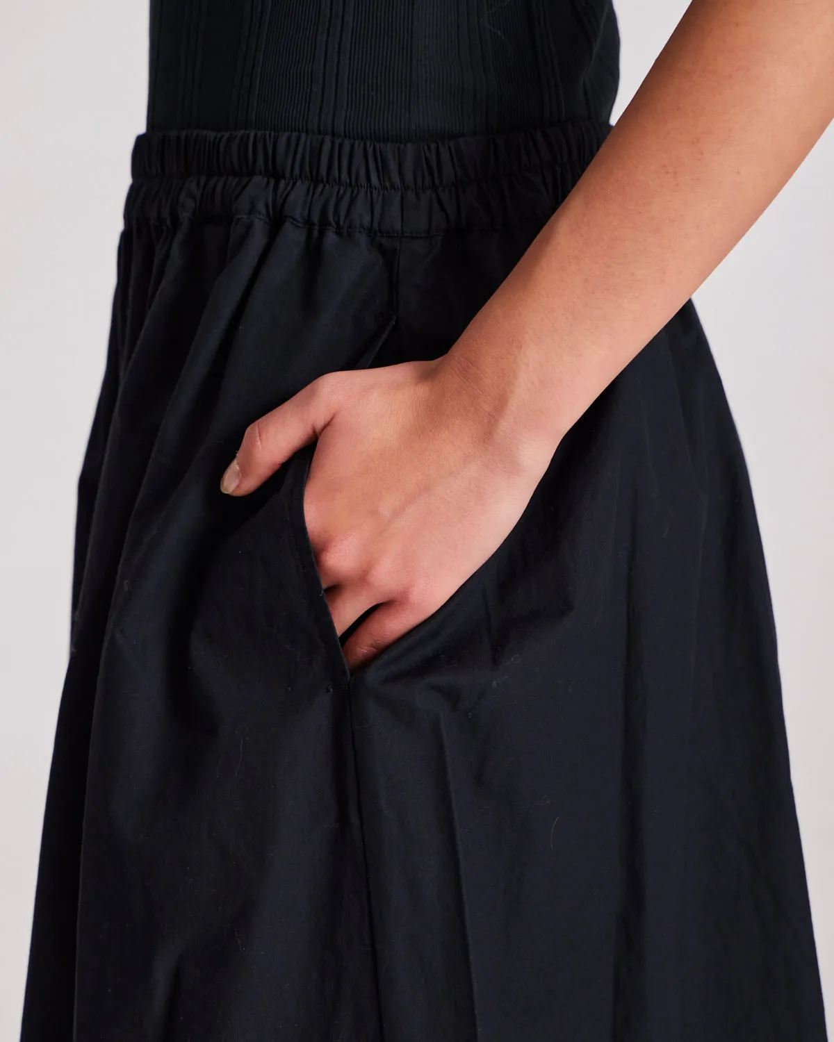 Astrid Long Skirt Poplin - Black