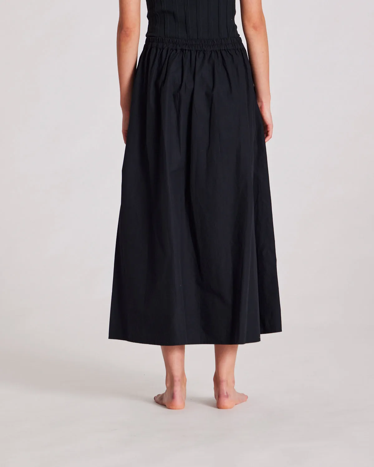 Astrid Long Skirt Poplin - Black