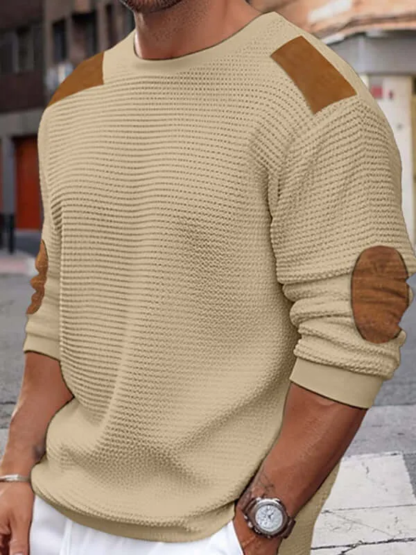 Autumn Chill: Men’s Patchwork Textured Sweater