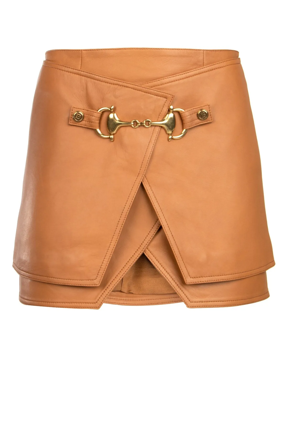 Balmain Buckle-Detail Layered Mini Skirt