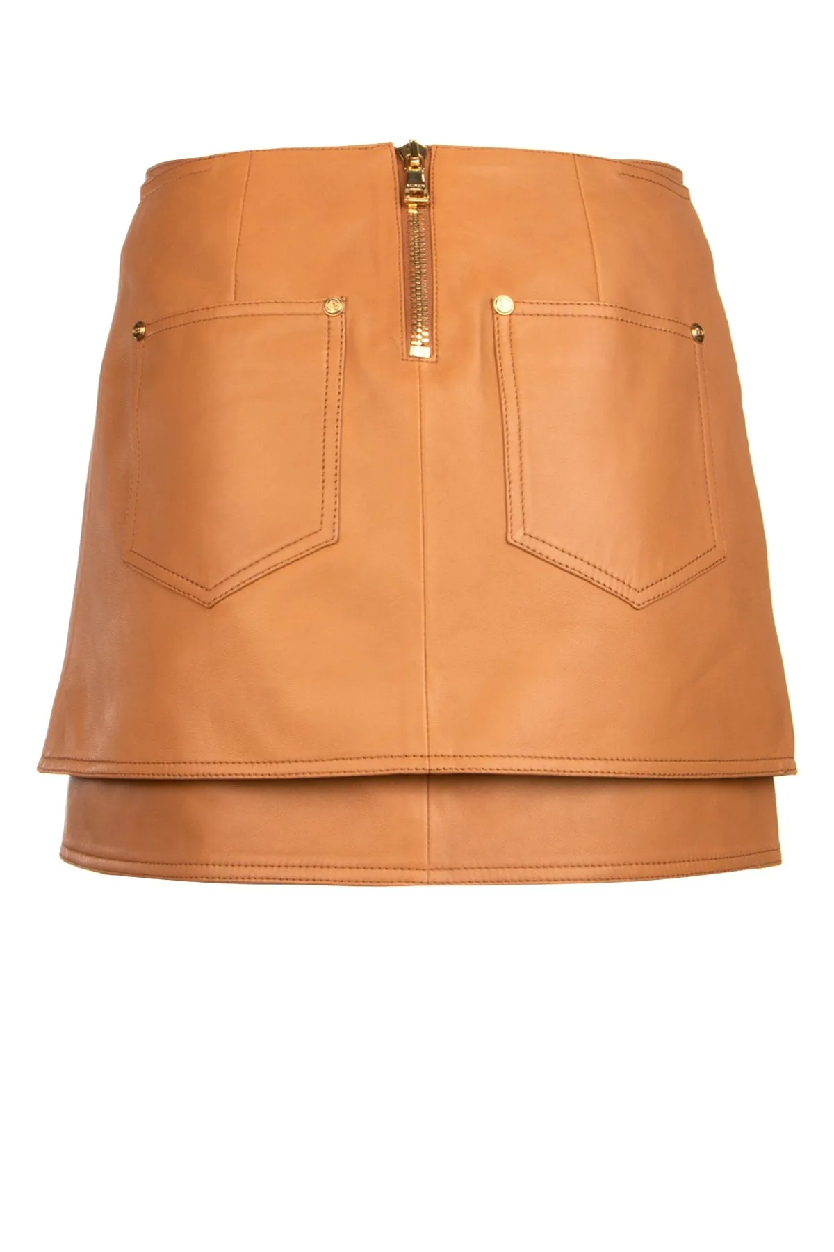 Balmain Buckle-Detail Layered Mini Skirt