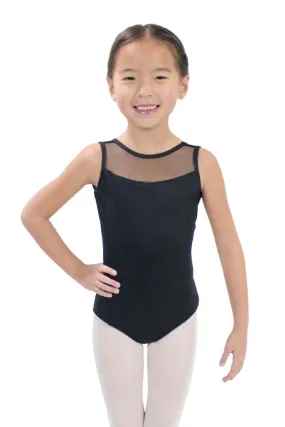 Basic Moves BM5887GN Child Boat Neck Mesh Insert V-Back  Leotard