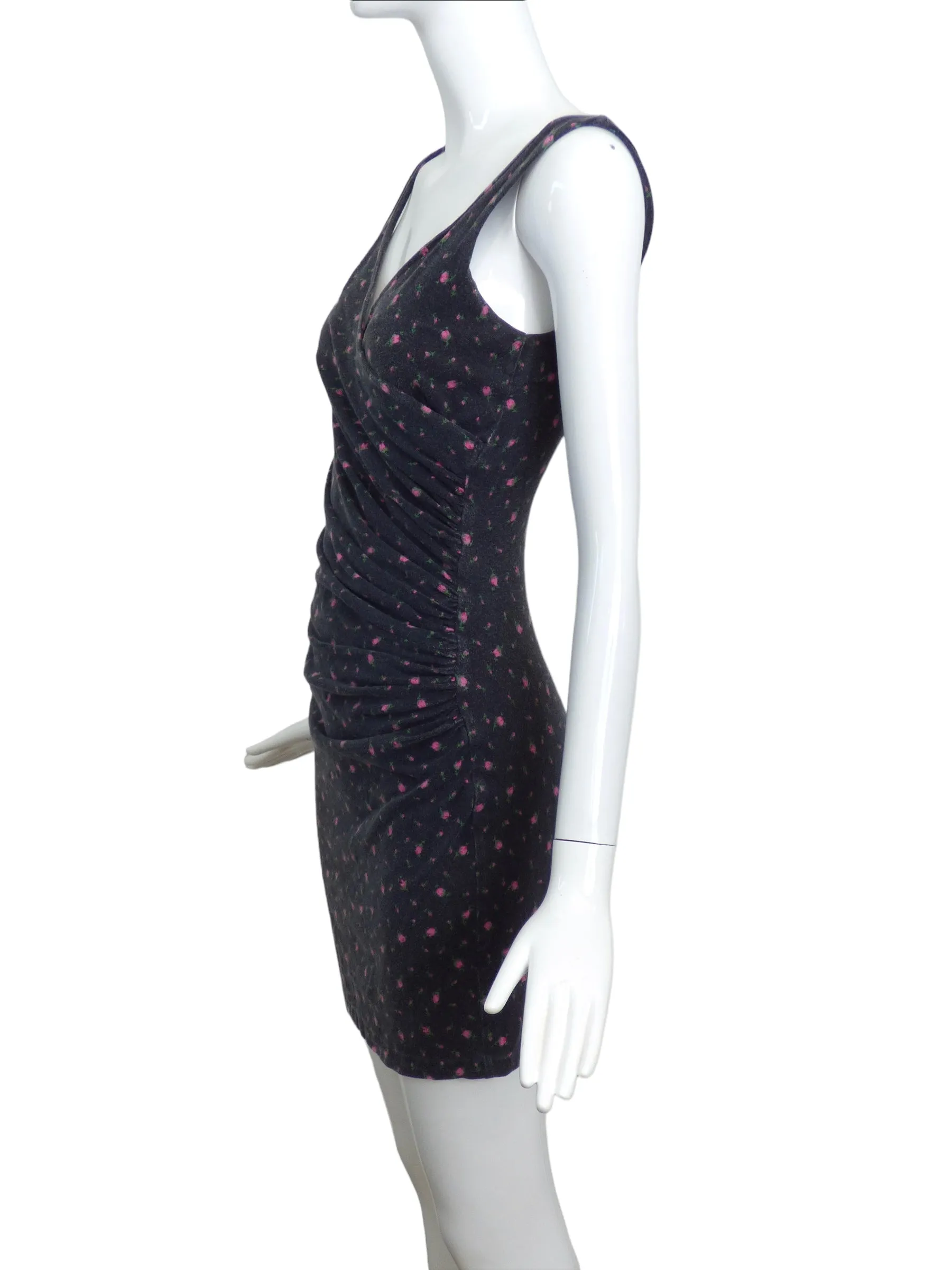 BETSEY JOHNSON-1980s floral Knit Wiggle Dress, Size-Small