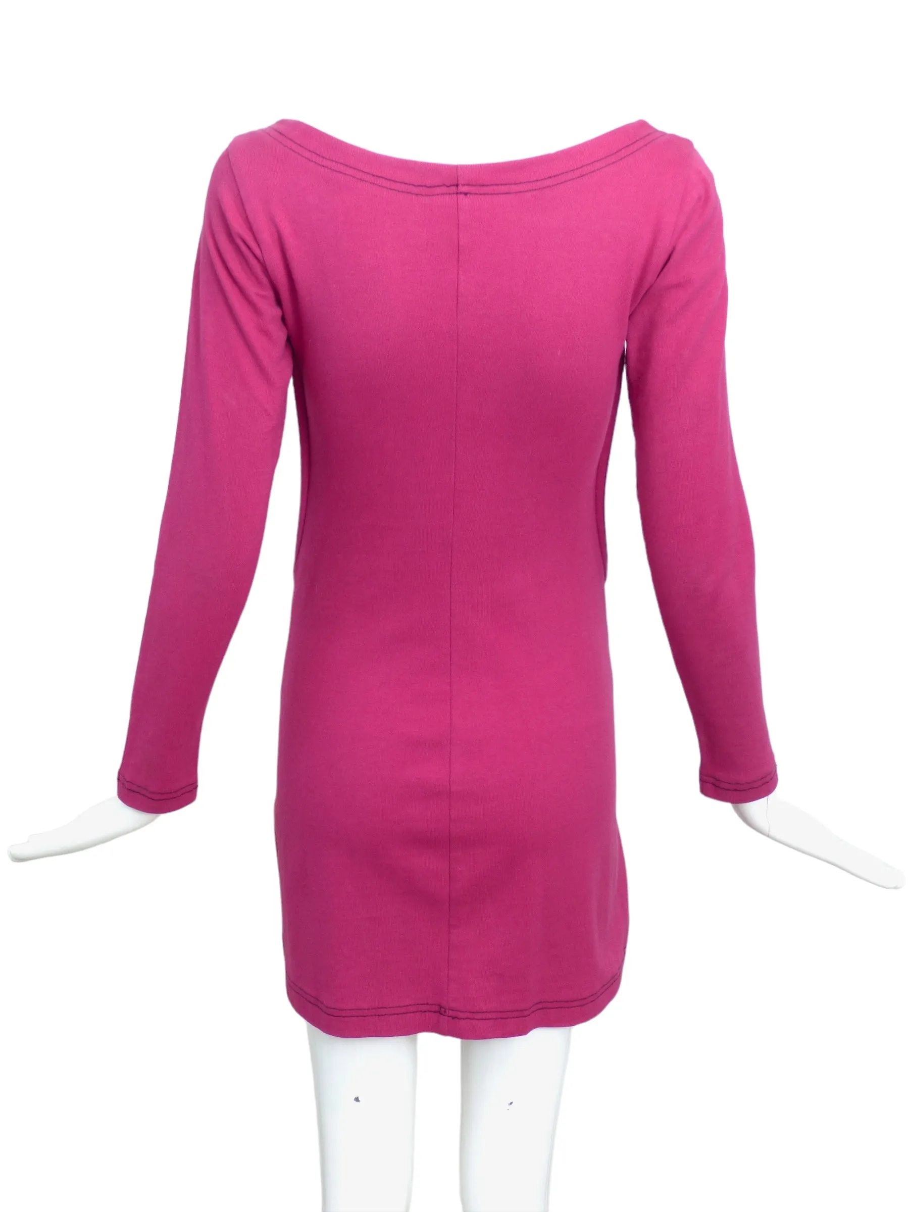 BETSEY JOHNSON-1980s Fuchsia Knit Dress, Size-Small