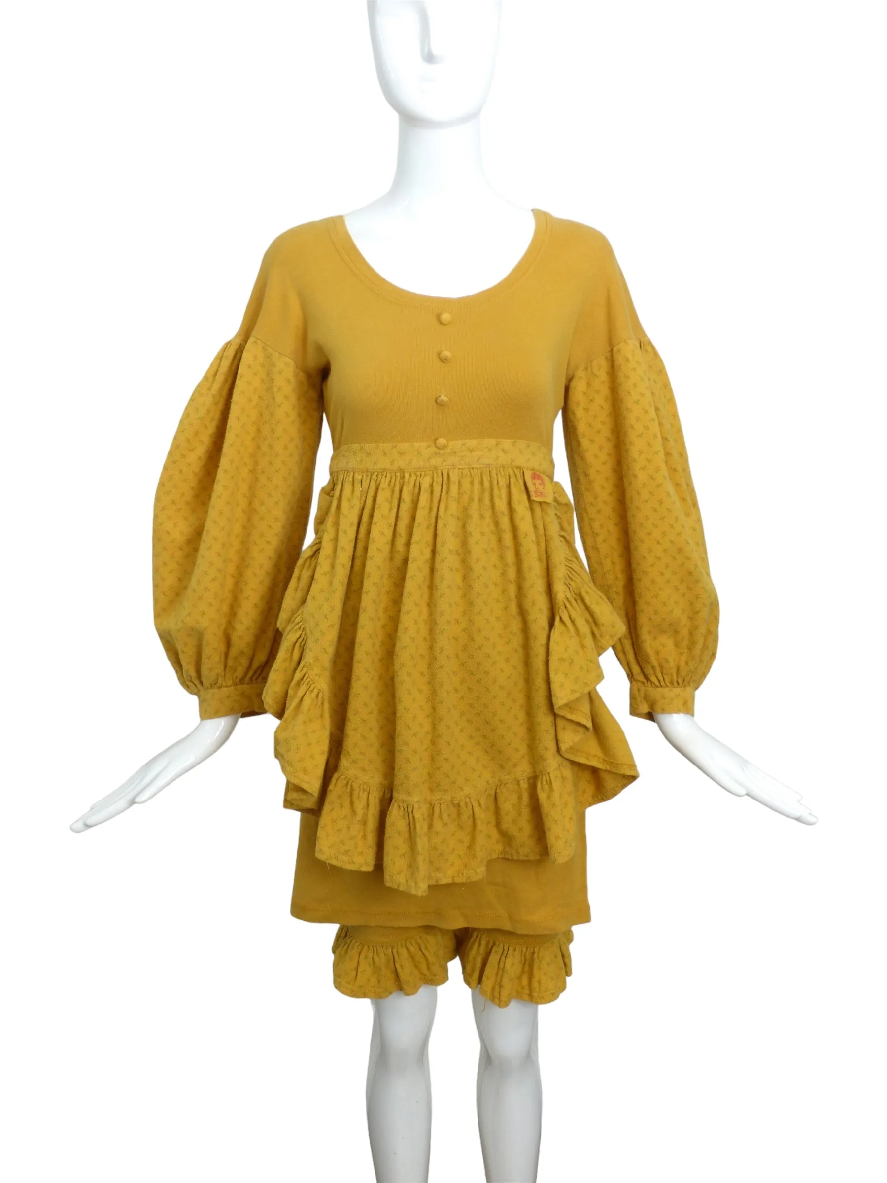 BETSEY JOHNSON-1980s Knit Prairie Dress and Bloomer Ensemble, Size-Small