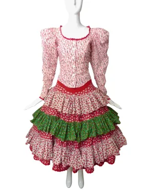 BETSEY JOHNSON PUNK- 1980s 2pc Christmas Dress, Size 4