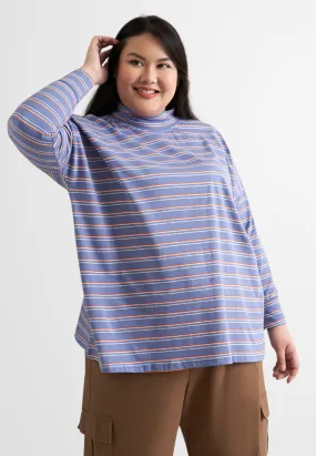 Billie Cotton High Neck Stripes Jumper Tee