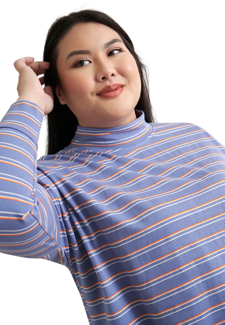 Billie Cotton High Neck Stripes Jumper Tee