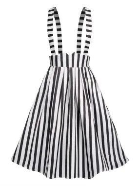 Black & White 1950s Stripes Suspender Skirt