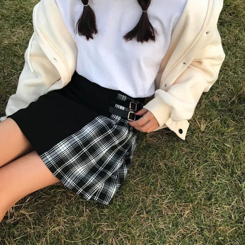 Black Plaid Skirt KF90335