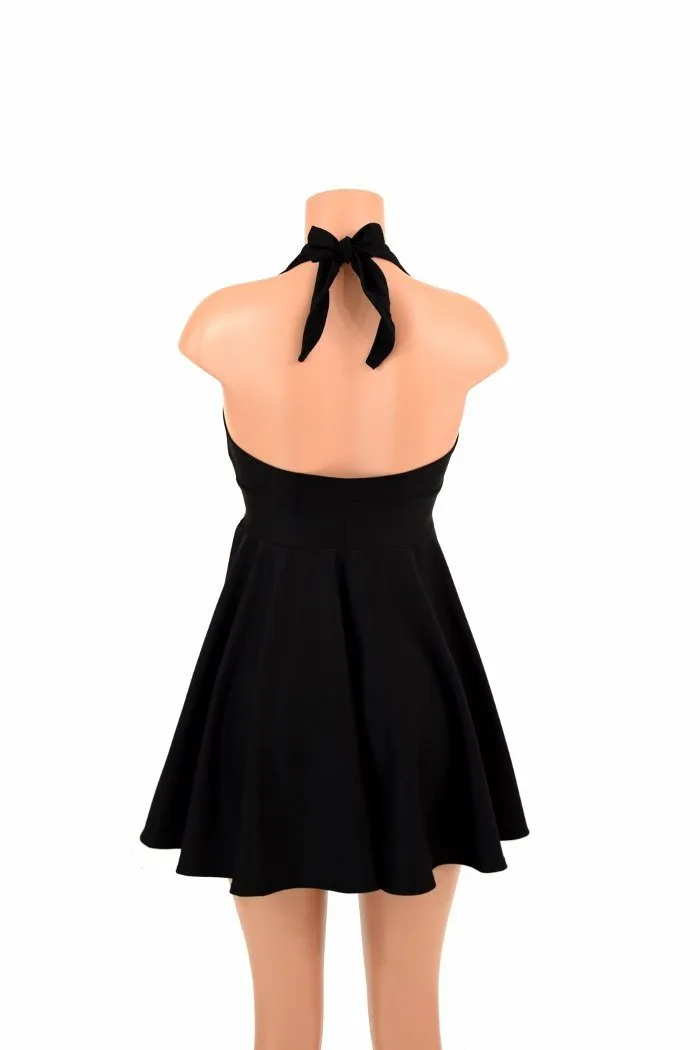 Black Zen Halter Skater Dress