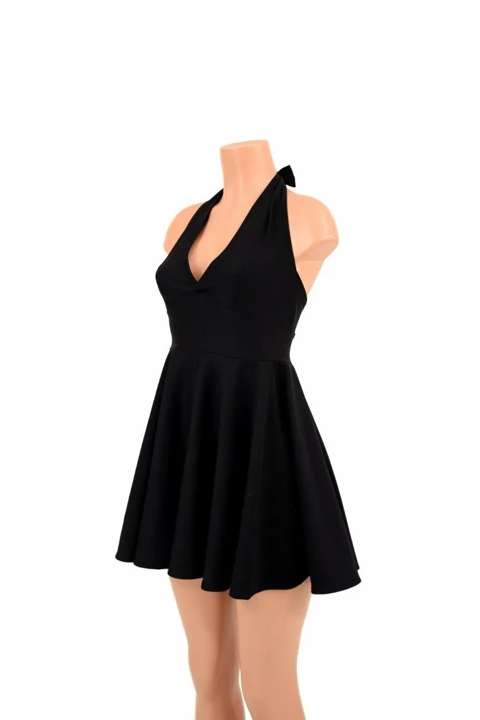 Black Zen Halter Skater Dress