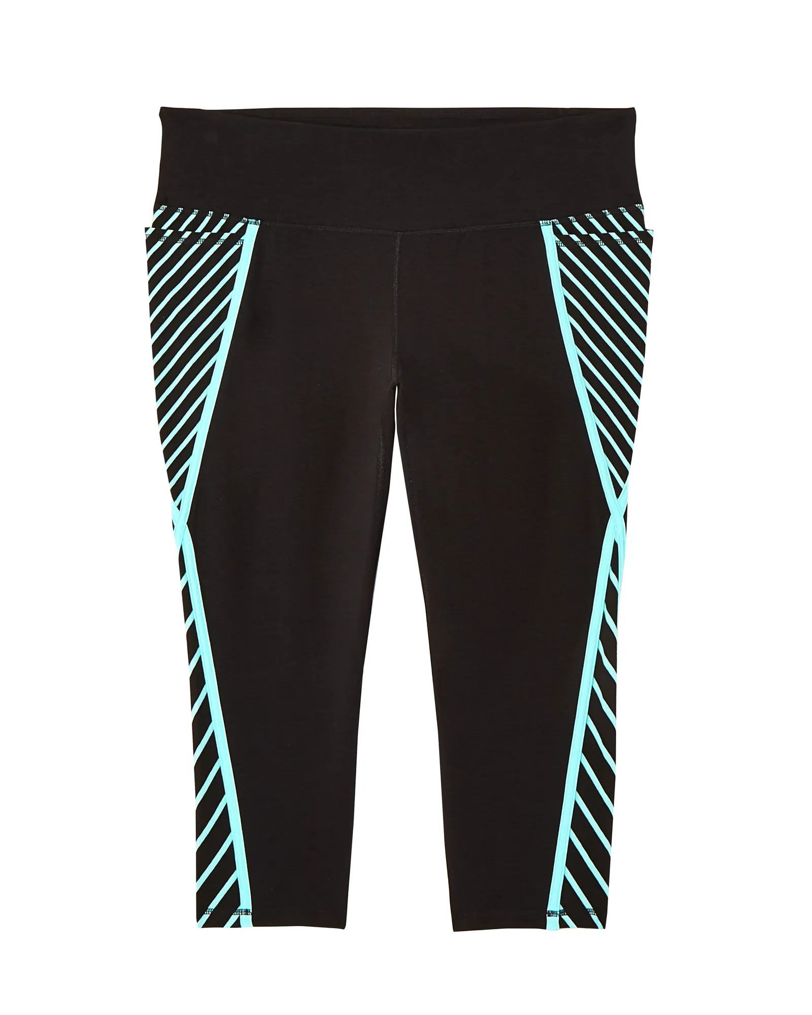 Bleeker Capri Tights | Black / Turquoise