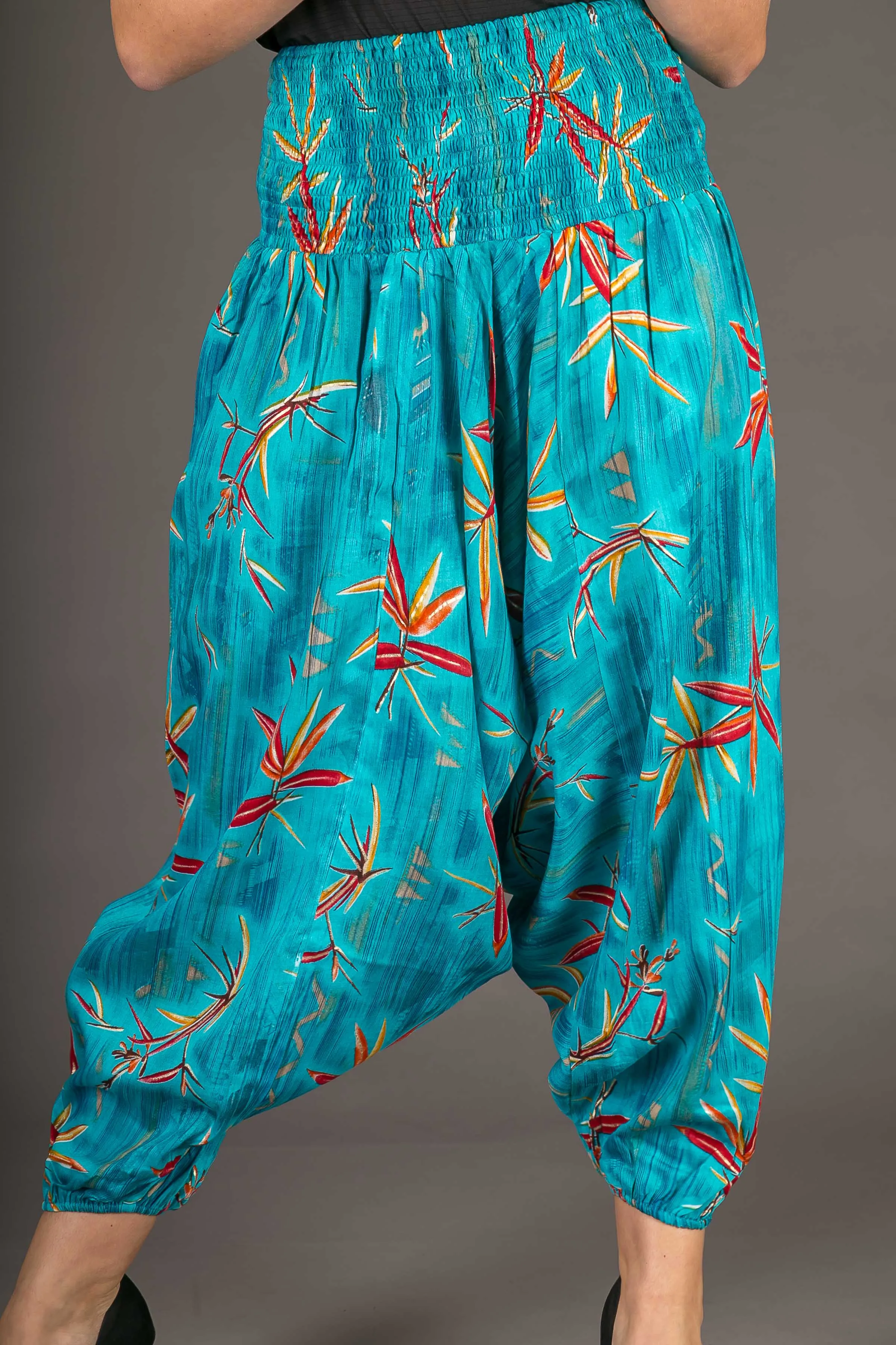 Blue Chilli Floral Print Cotton Harem Yoga Jumpsuit Pants