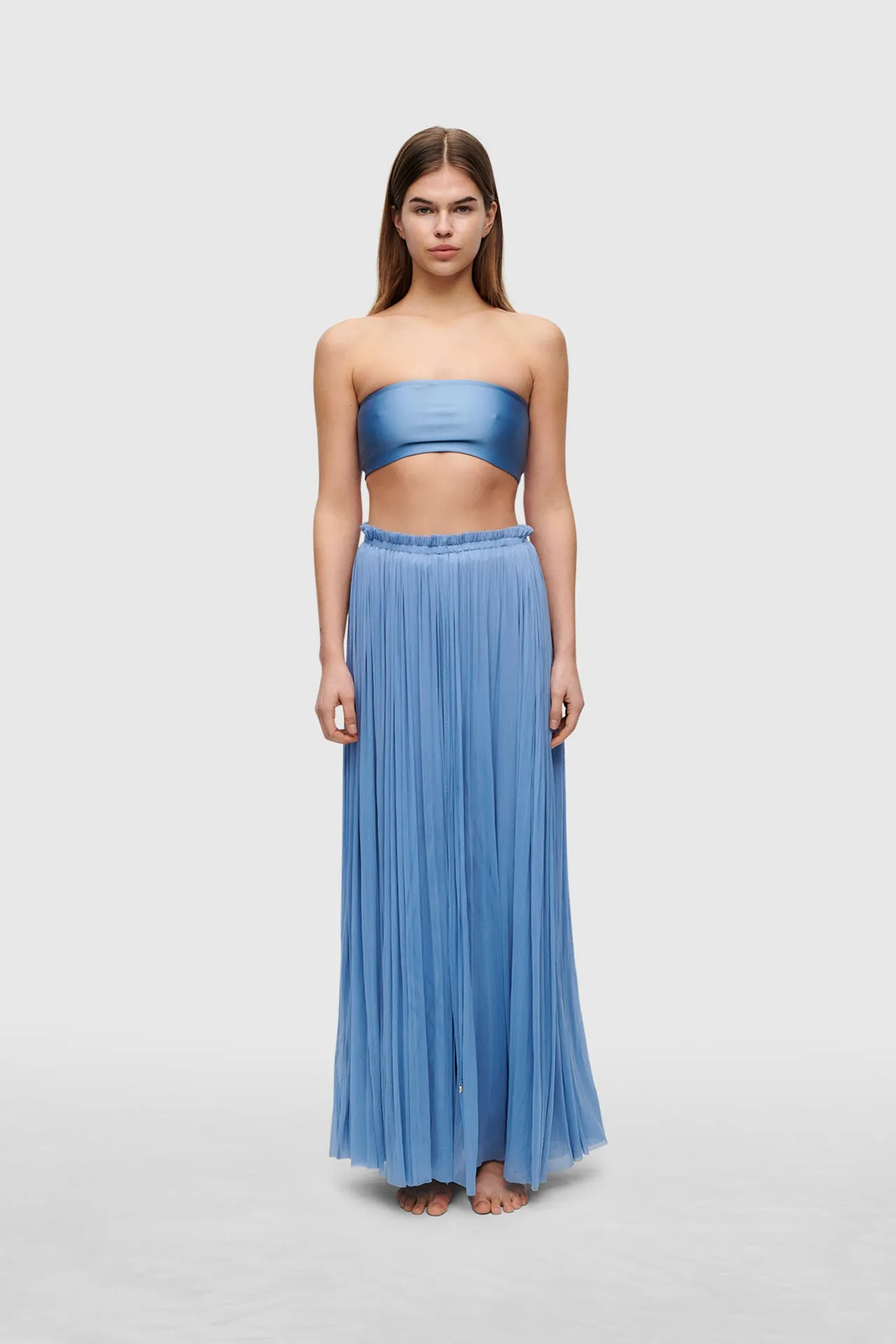 Blue Silk Tulle Skirt