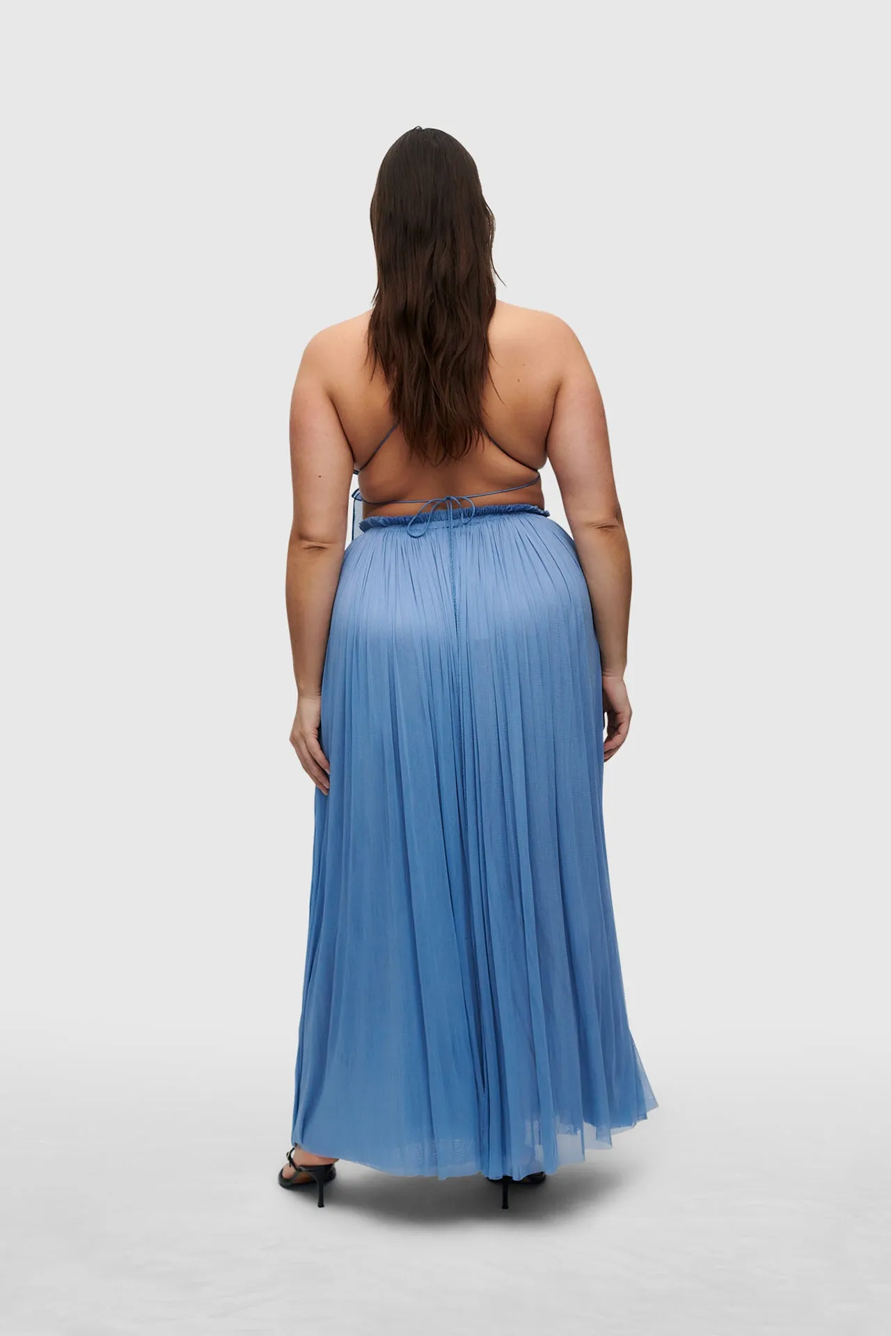 Blue Silk Tulle Skirt