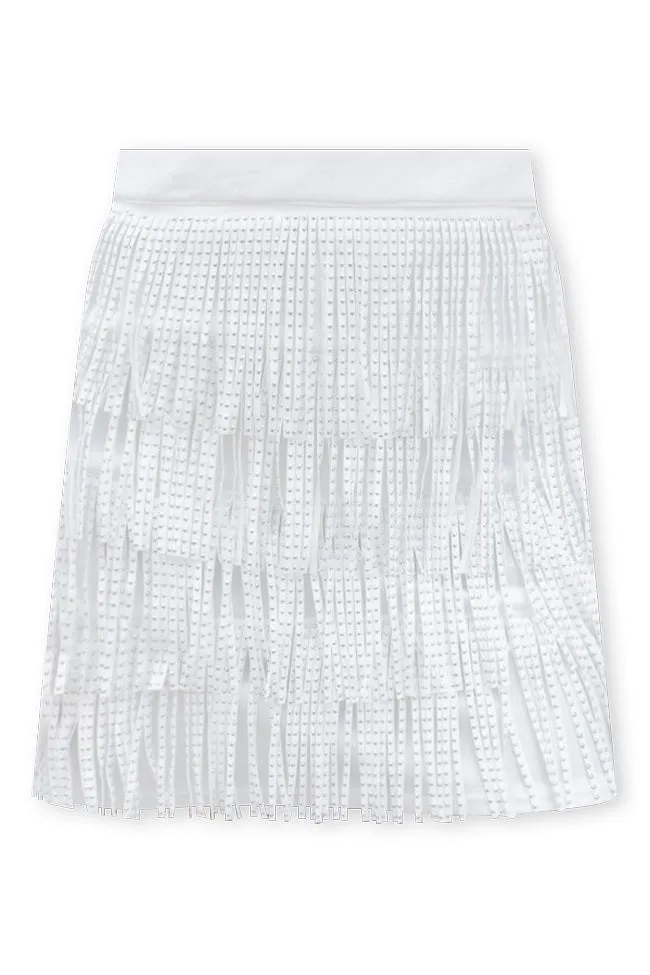 Born To Fly White Studded Fringe Skirt FINAL SALE