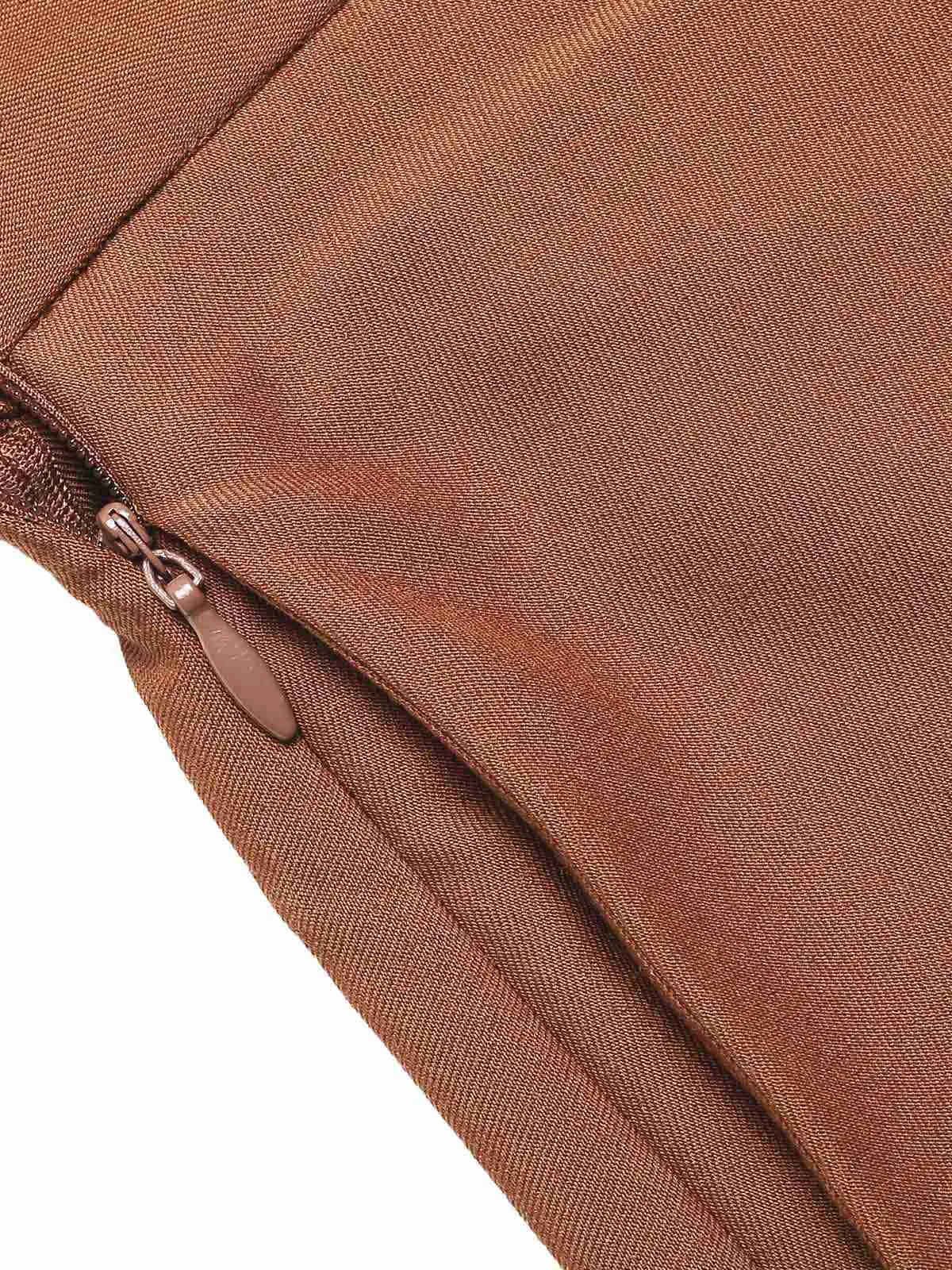 Brown 1940s Solid A-Line Pleated Skirt