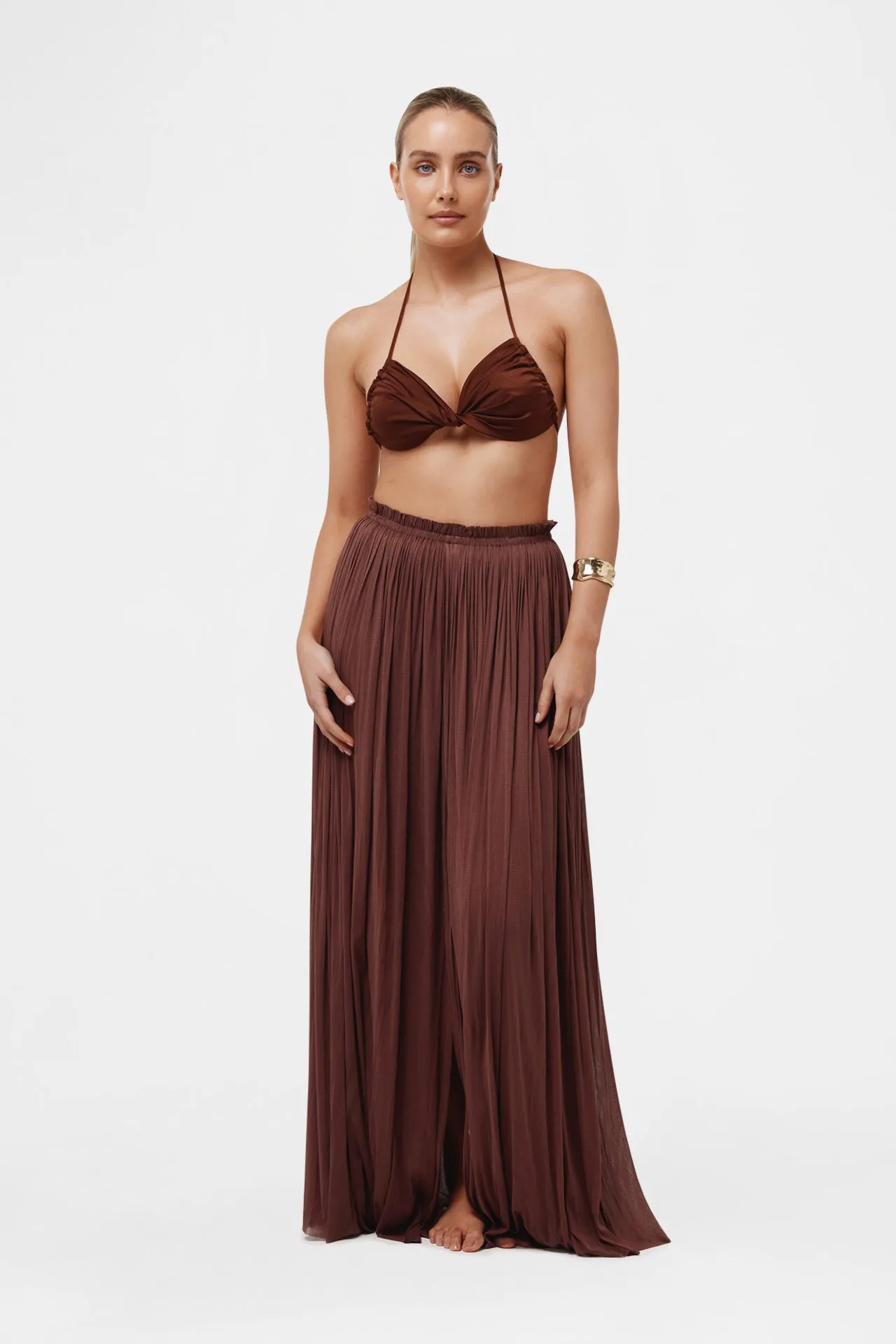 Brown Silk Tulle Skirt