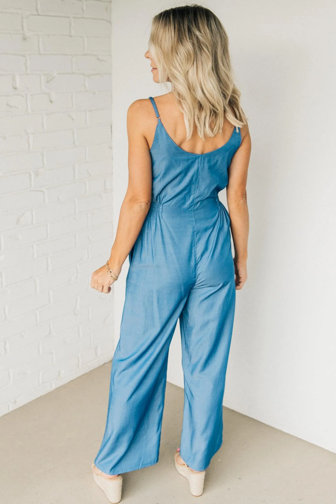 Button Front Tencel Jumpsuit