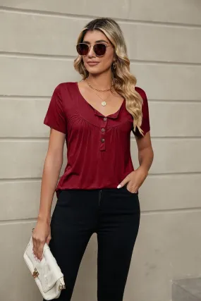 BUTTON NECK TUNIC TOP