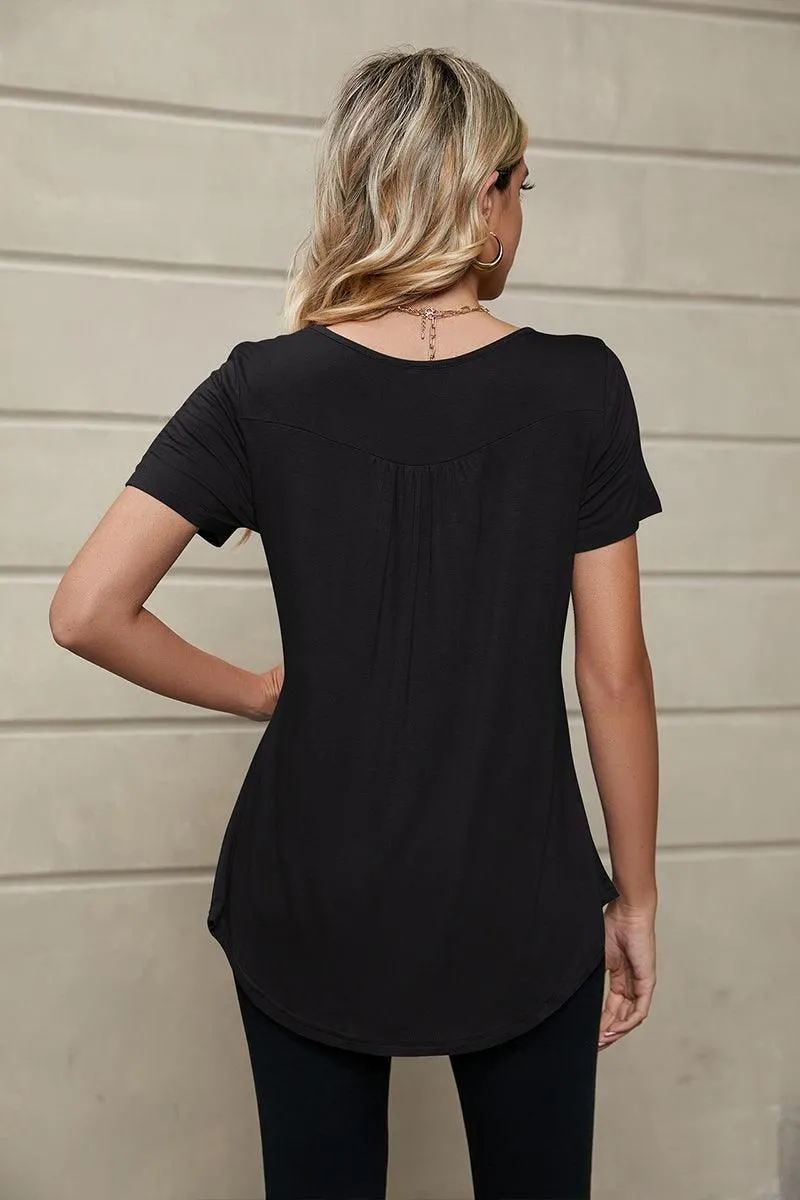 BUTTON NECK TUNIC TOP