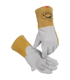 Caiman 1864 Deerskin Unlined Lean-On Patch TIG Welding Gloves, Large, Gray, 4 in Gauntlet Cuff, 1864-L