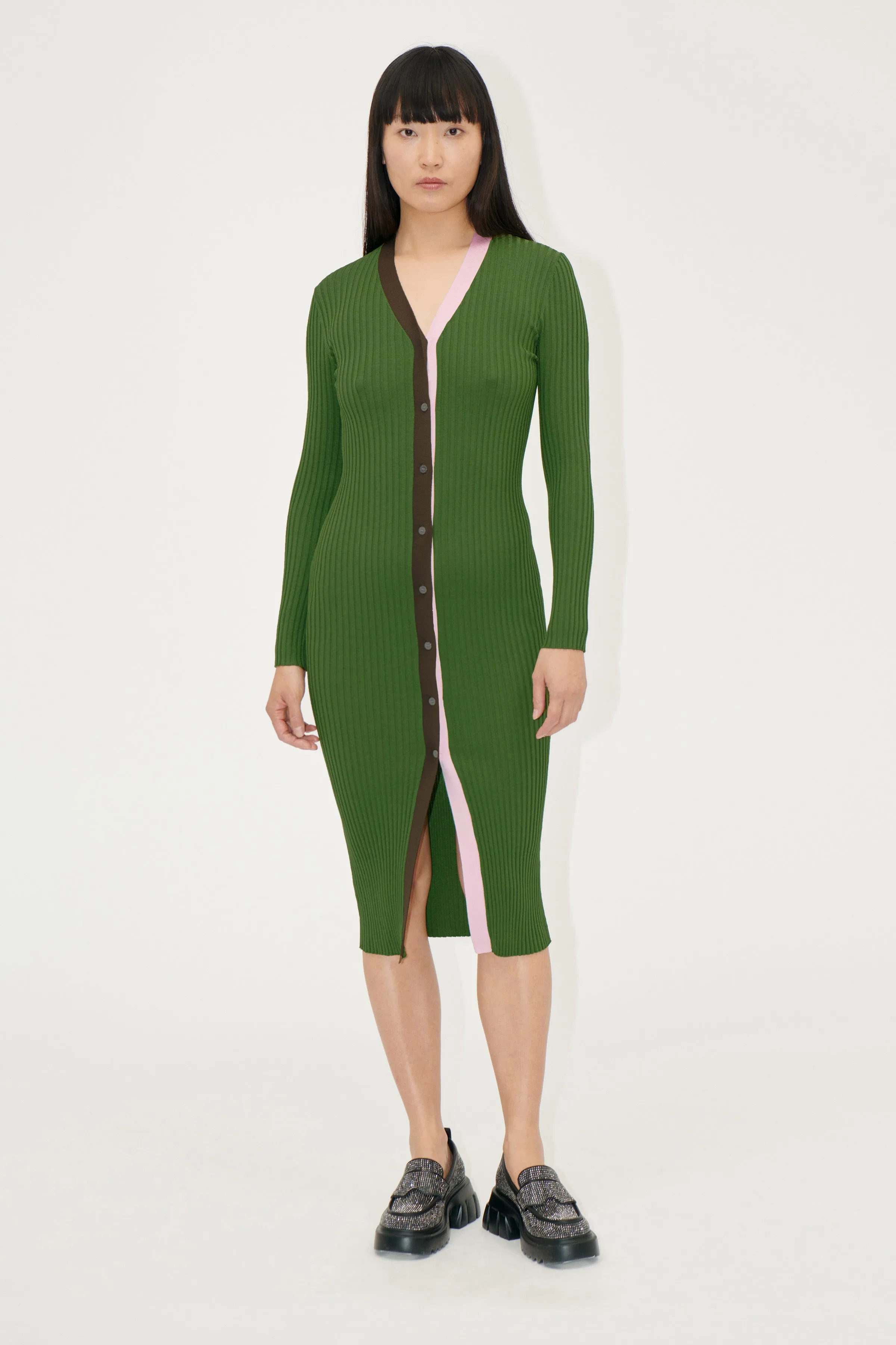 Cardigan Dress - Sage Green Multi