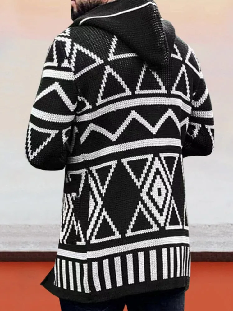 Cardigan Jacquard Knit Sweater Coat