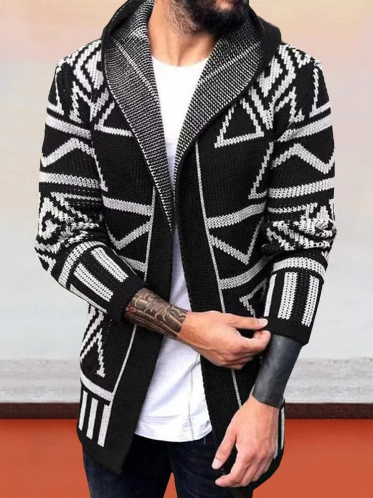 Cardigan Jacquard Knit Sweater Coat