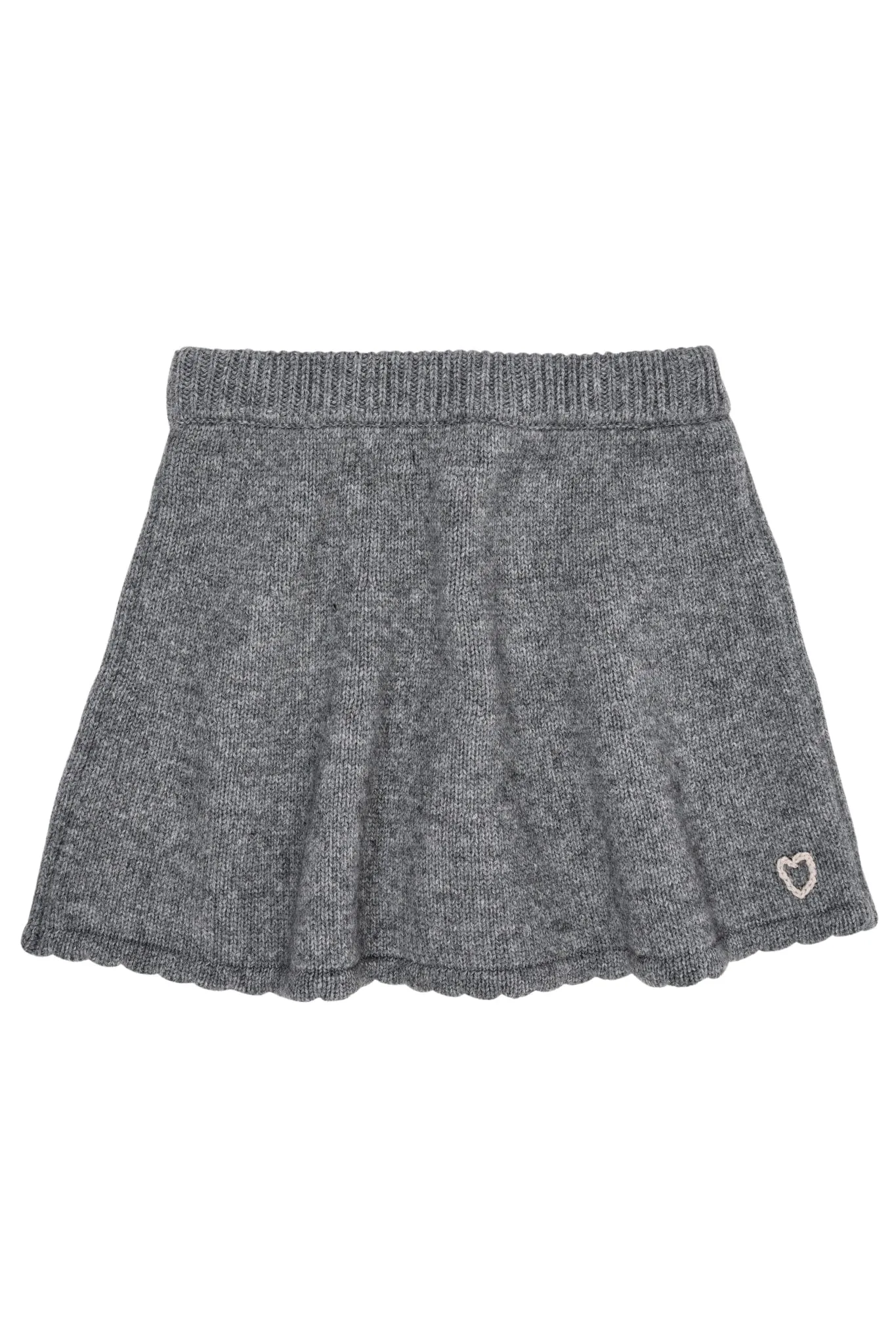 CASHMERE SKIRT W. EMB.  - GREY MEL