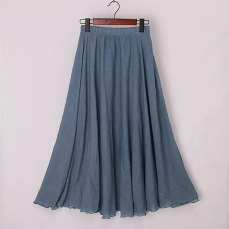 Casual Cotton Boho Maxi Skirt with Lining